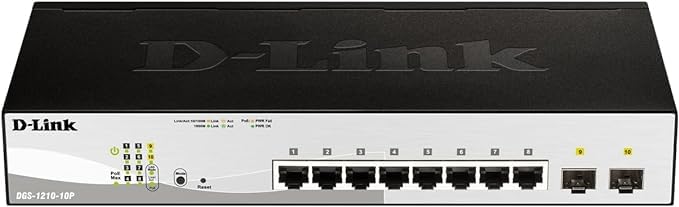 Switch D-Link DGS-1210-10P 10 Puertos/ RJ-45 Gigabit 10/100/1000 PoE/ SFP