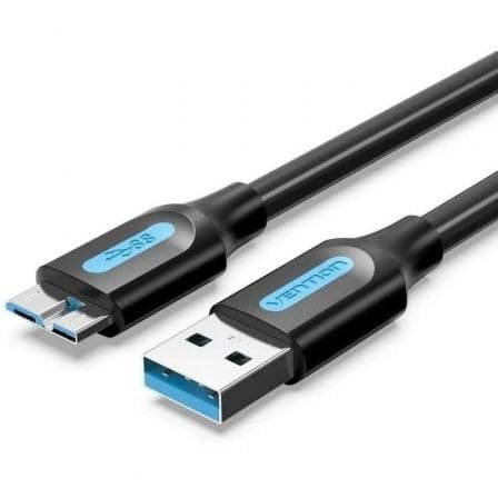 Cable USB 3.0 Vention COPBI/ USB Macho - MicroUSB Macho/ Hasta 10W/ 5Gbps/ 3m/ Negro