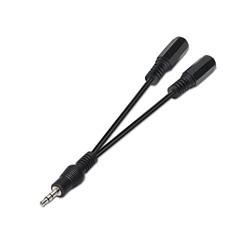 Cable Estéreo Nanocable 10.24.1200/ Jack 3.5 Macho - 2x Jack 3.5 Hembra/ 15cm/ Negro