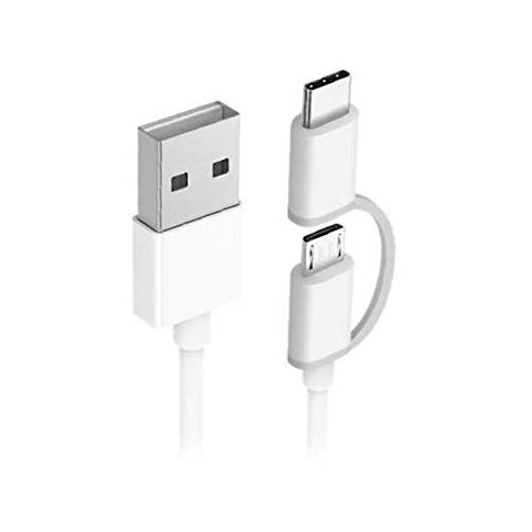 Cable USB 2.0 Xiaomi Mi 2-in-1 USB Cable SJV4082TY USB Macho - Micro USB Macho/ USB Tipo-C Macho/ 1m/ Blanco