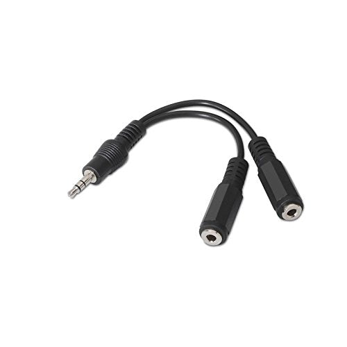 Cable Estéreo Nanocable 10.24.1200/ Jack 3.5 Macho - 2x Jack 3.5 Hembra/ 15cm/ Negro