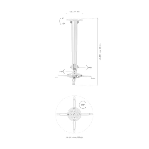 Soporte de Techo para Proyector Aisens CP04TSRE-133/ Inclinable-Extensible-Giratorio/ hasta 13.5kg