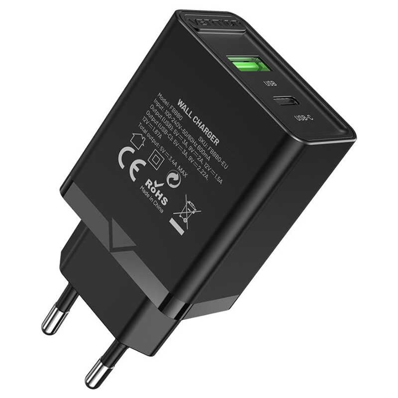 Cargador de Pared Vention FBBB0-EU/ 1xUSB Tipo-C/ 1xUSB/ 20W