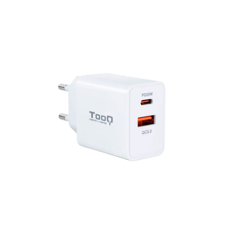 Cargador de Pared TooQ TQWC-2SC04WT/ 1xUSB Tipo-C/ 1xUSB/ 20W