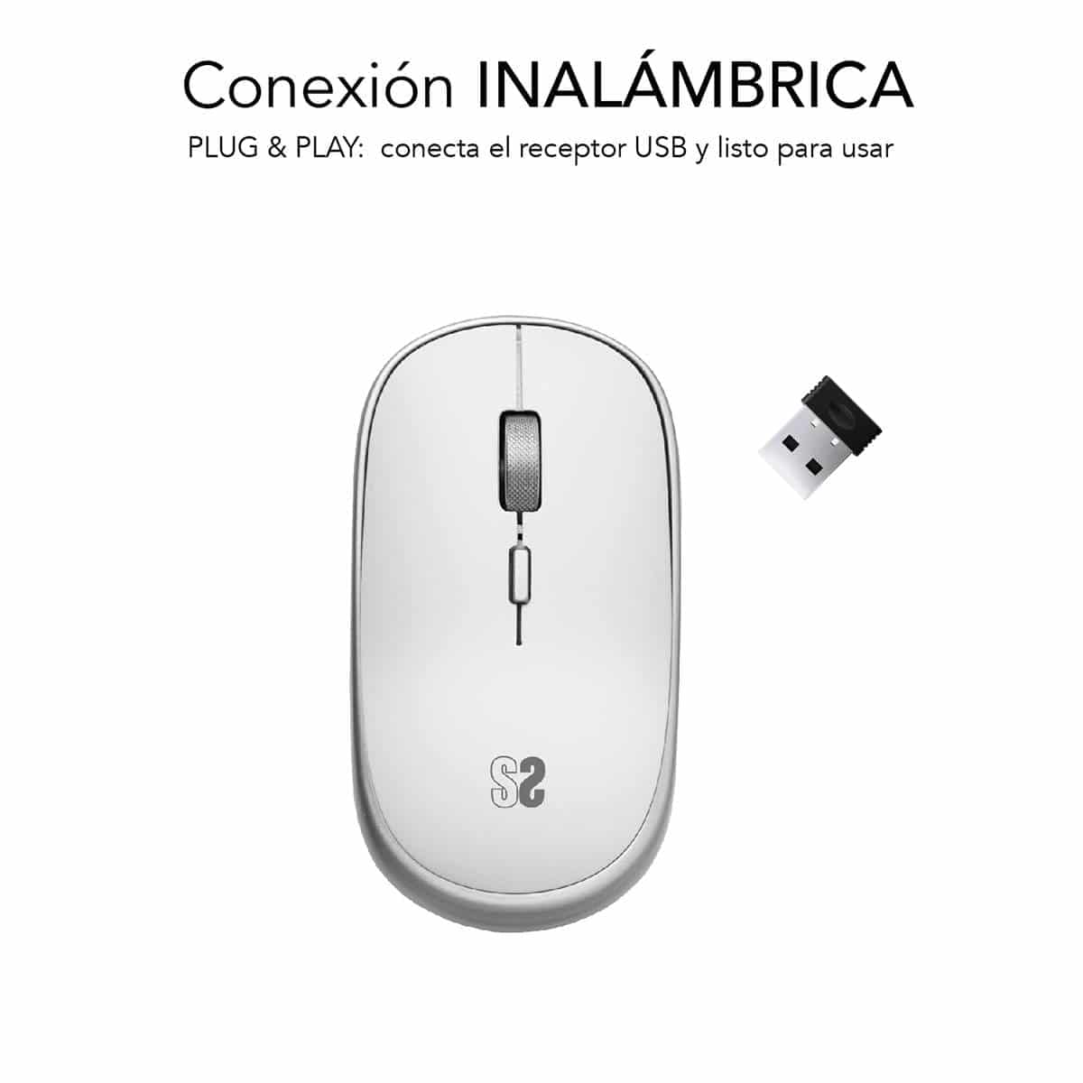 Ratón Mini Inalámbrico Subblim Wireless Mini/ Hasta 1600 DPI/ Plata