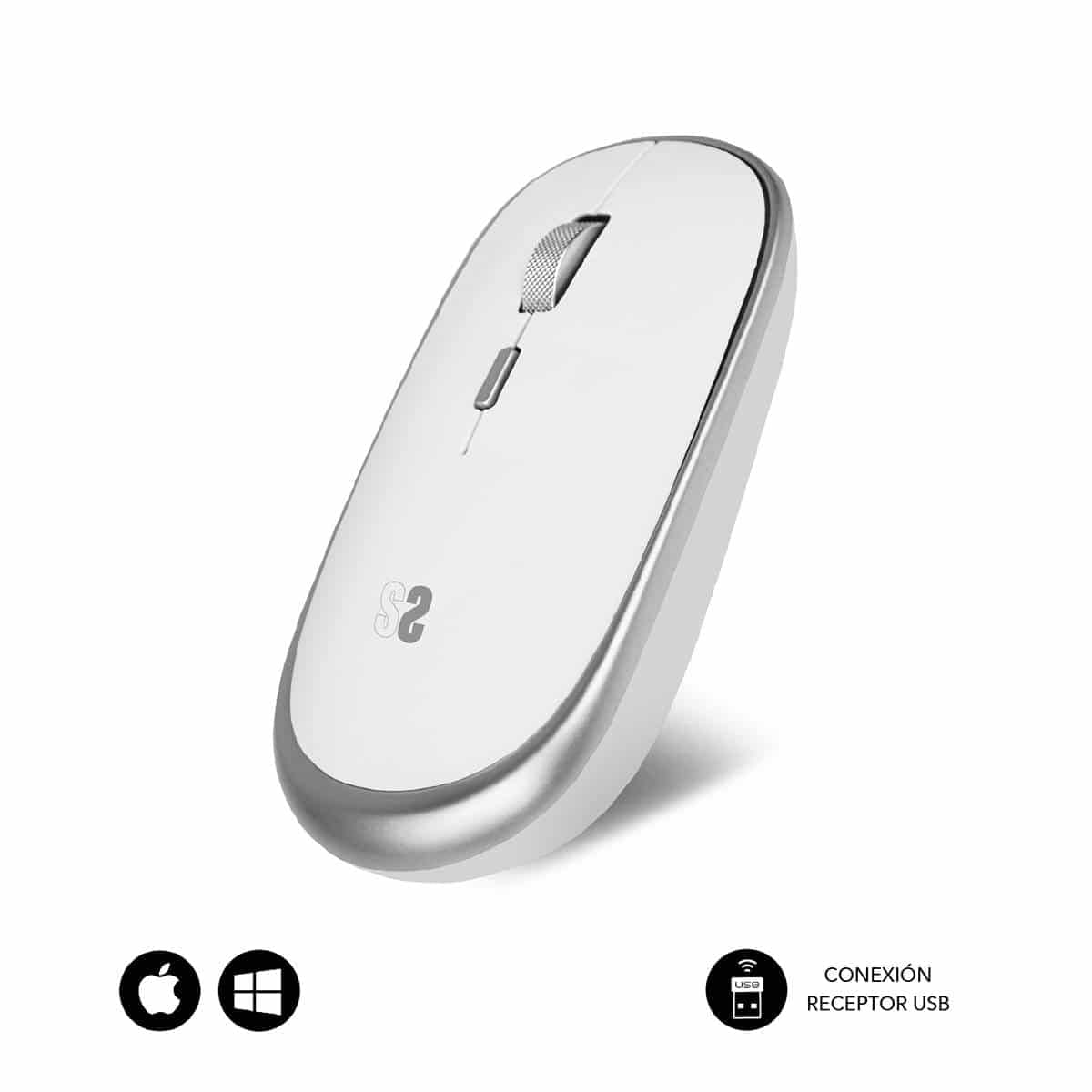 Ratón Mini Inalámbrico Subblim Wireless Mini/ Hasta 1600 DPI/ Plata