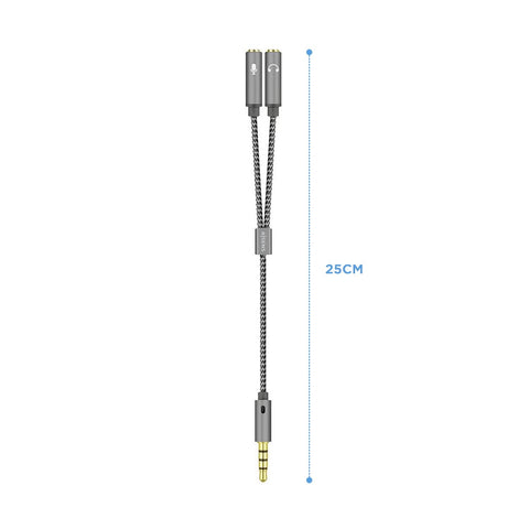 Adaptador Aisens A128-0415/ Jack 3.5 Macho - 2x Jack 3.5 Hembra/ 25cm/ Gris