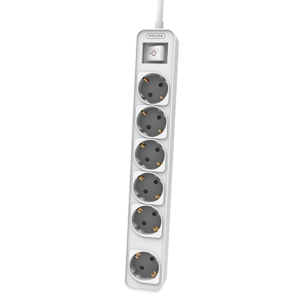 Regleta con Interruptor Philips CHP2164W/62/ 6 Tomas de corriente/ Cable 1.5m/ Blanco