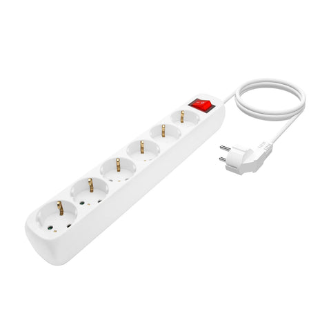 Regleta con Interruptor Aisens A154-0535/ 6 Tomas de Corriente/ Cable 1.4m/ Blanco