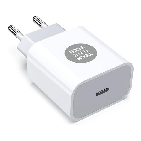 Cargador de Pared Tech One Tech TEC2262/ 1xUSB Tipo-C + Cable Lightning/ 3A/ Blanco