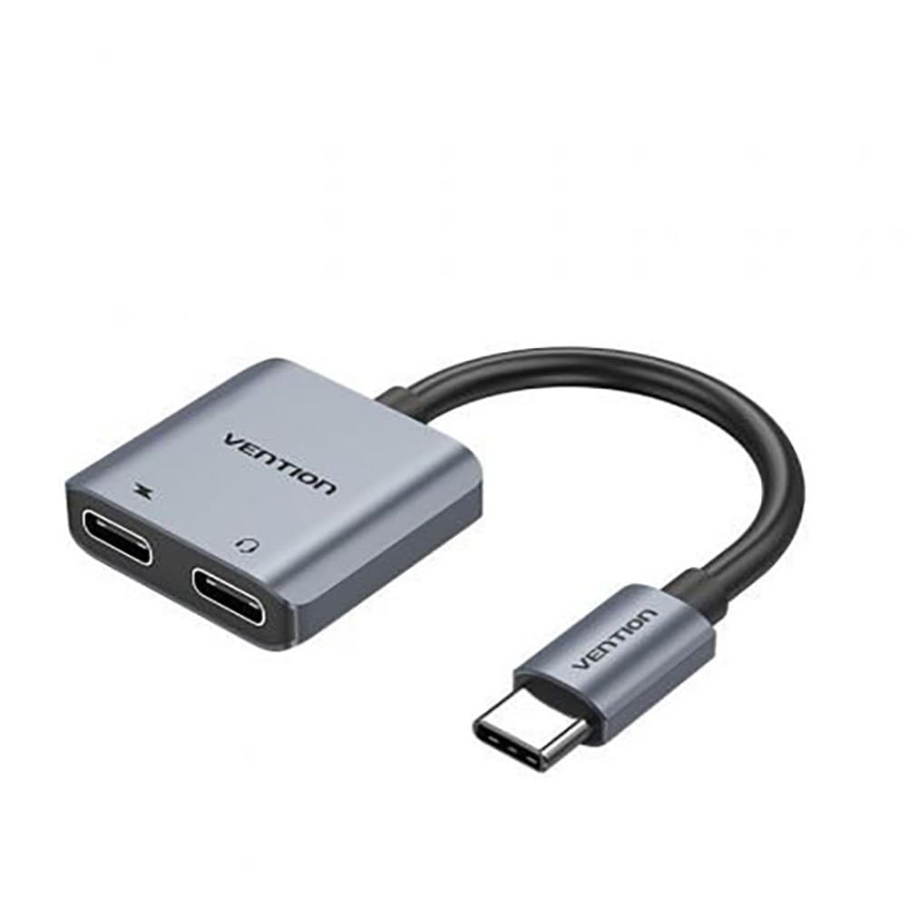 Conversor USB Tipo-C Vention BGZHA/ USB Tipo-C Macho - 2x USB Tipo-C Hembra (Audio y Carga)