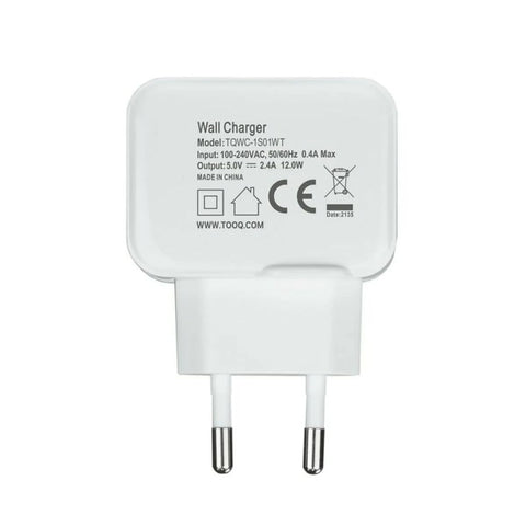 Cargador de Pared TooQ TQWC-1S01WT/ 1xUSB/ 12W/ Blanco