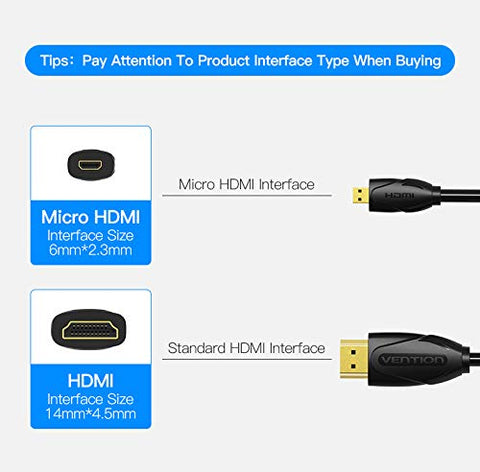 Cable HDMI Vention VAA-D03-B150/ HDMI Macho - Micro HDMI Macho/ 1.5m/ Negro