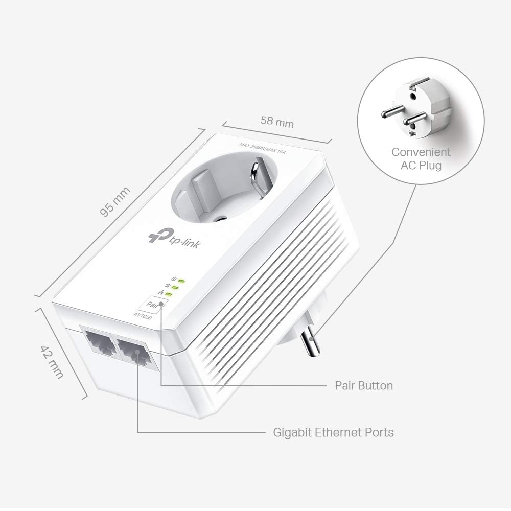 Adaptador Powerline TP-Link TL-PA7027P KIT 1000Mbps/ Alcance 300m/ Pack de 2