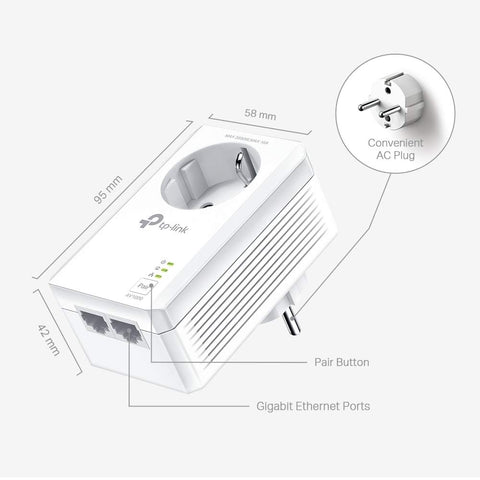 Adaptador Powerline TP-Link TL-PA7027P KIT 1000Mbps/ Alcance 300m/ Pack de 2