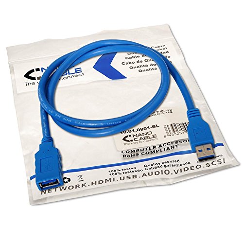 Cable Alargador USB 3.0 Nanocable 10.01.0901/ USB Macho - USB Hembra/ 1m/ Azul