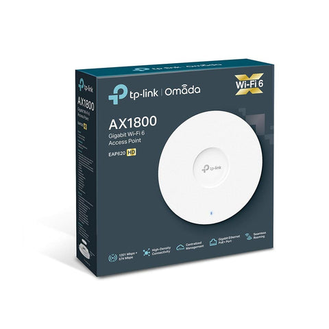 Punto de Acceso Inalámbrico TP-Link Omada EAP620 HD/ WiFi 6/ PoE 1800Mbps/ 2.4GHz 5GHz/ Antenas de 5dBi/ WiFi 802.11ax/ac/a/n/b/g