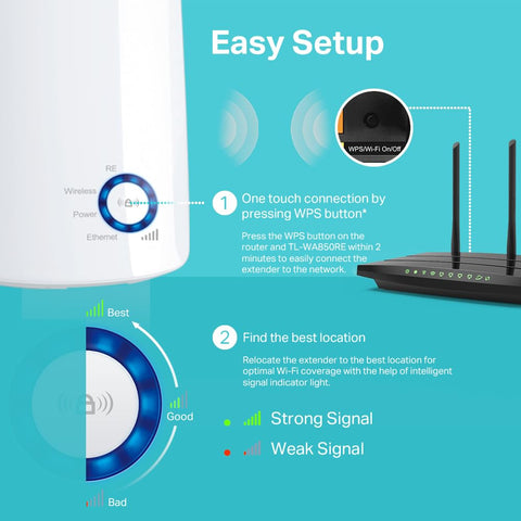 Repetidor Inalámbrico TP-Link TL-WA850RE 300Mbps/ 2 Antenas Internas