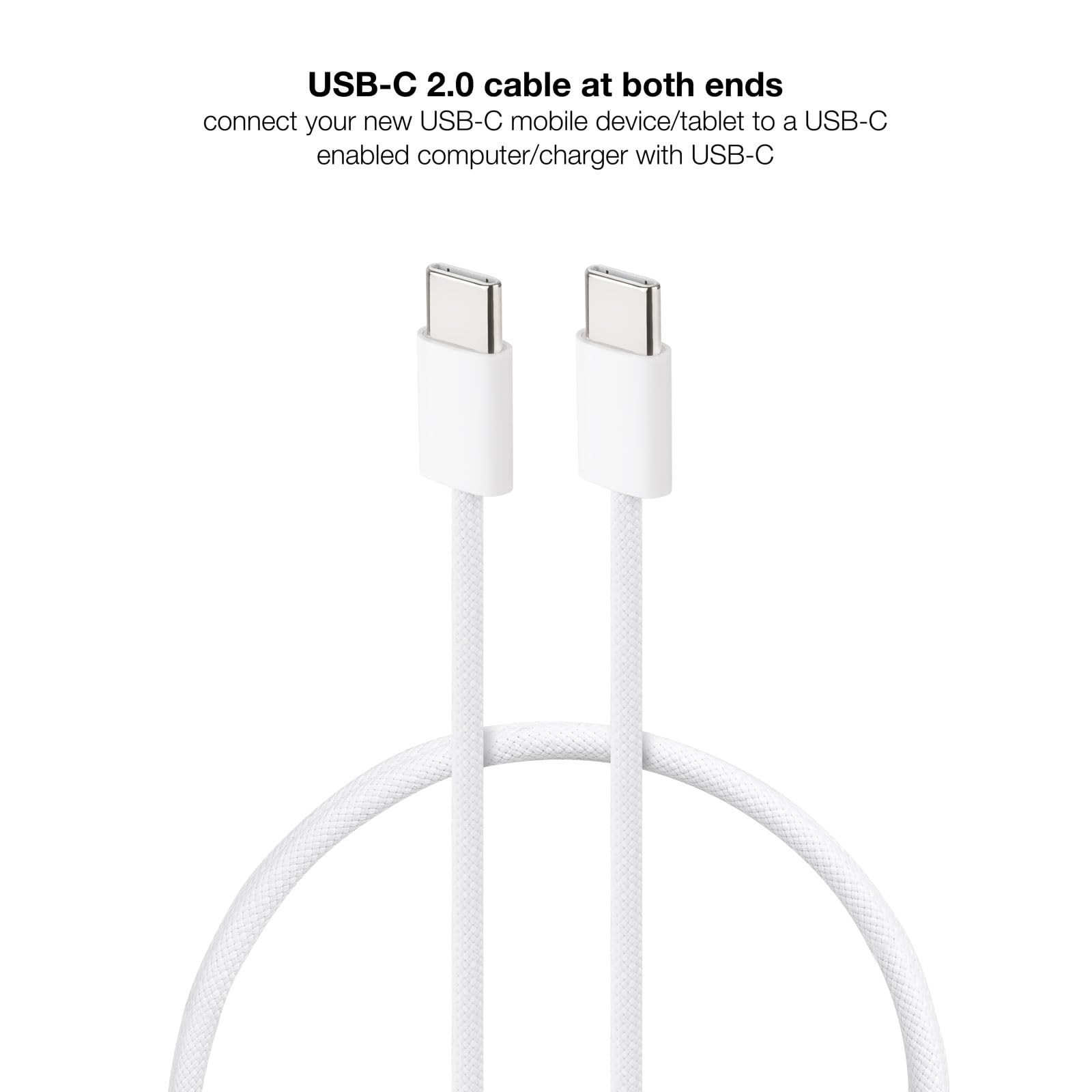 Cable USB 2.0 Tipo-C Nanocable 10.01.6001-CO/ USB Tipo-C Macho - USB Tipo-C Macho/ Hasta 60W/ 480Mbps/ 1m/ Blanco