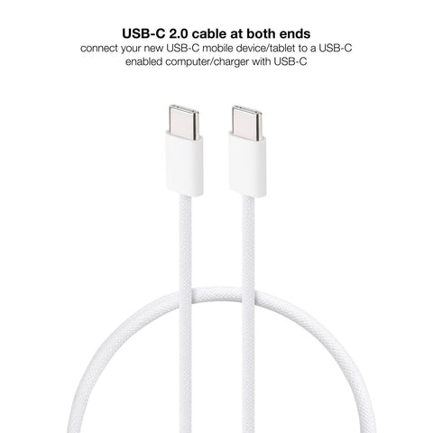 Cable USB 2.0 Tipo-C Nanocable 10.01.6001-CO/ USB Tipo-C Macho - USB Tipo-C Macho/ Hasta 60W/ 480Mbps/ 1m/ Blanco