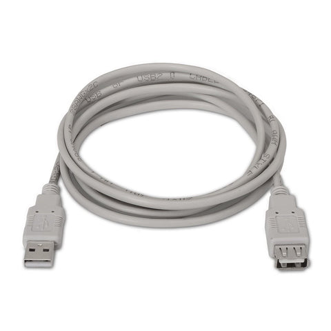 Cable Alargador USB 2.0 Aisens A101-0012/ USB Macho - USB Hembra/ Hasta 2.5W/ 60Mbps/ 1m/ Beige