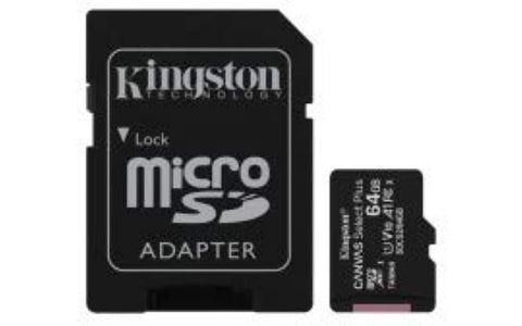 Tarjeta de Memoria Kingston CANVAS Select Plus 64GB microSD XC con Adaptador/ Clase 10/ 100MBs