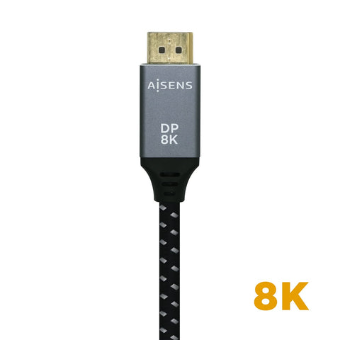 Cable DisplayPort 1.4 8K Aisens A149-0437/ DisplayPort Macho - DisplayPort Macho/ 2m/ Negro Gris