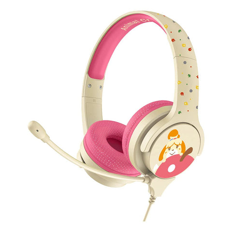 Animal Crossing Nintendo Isabelle Interactive Study Premier - Auriculares para niños con micrófono Boom, 3 años y más, Color Crema/Rosa (AC0848)