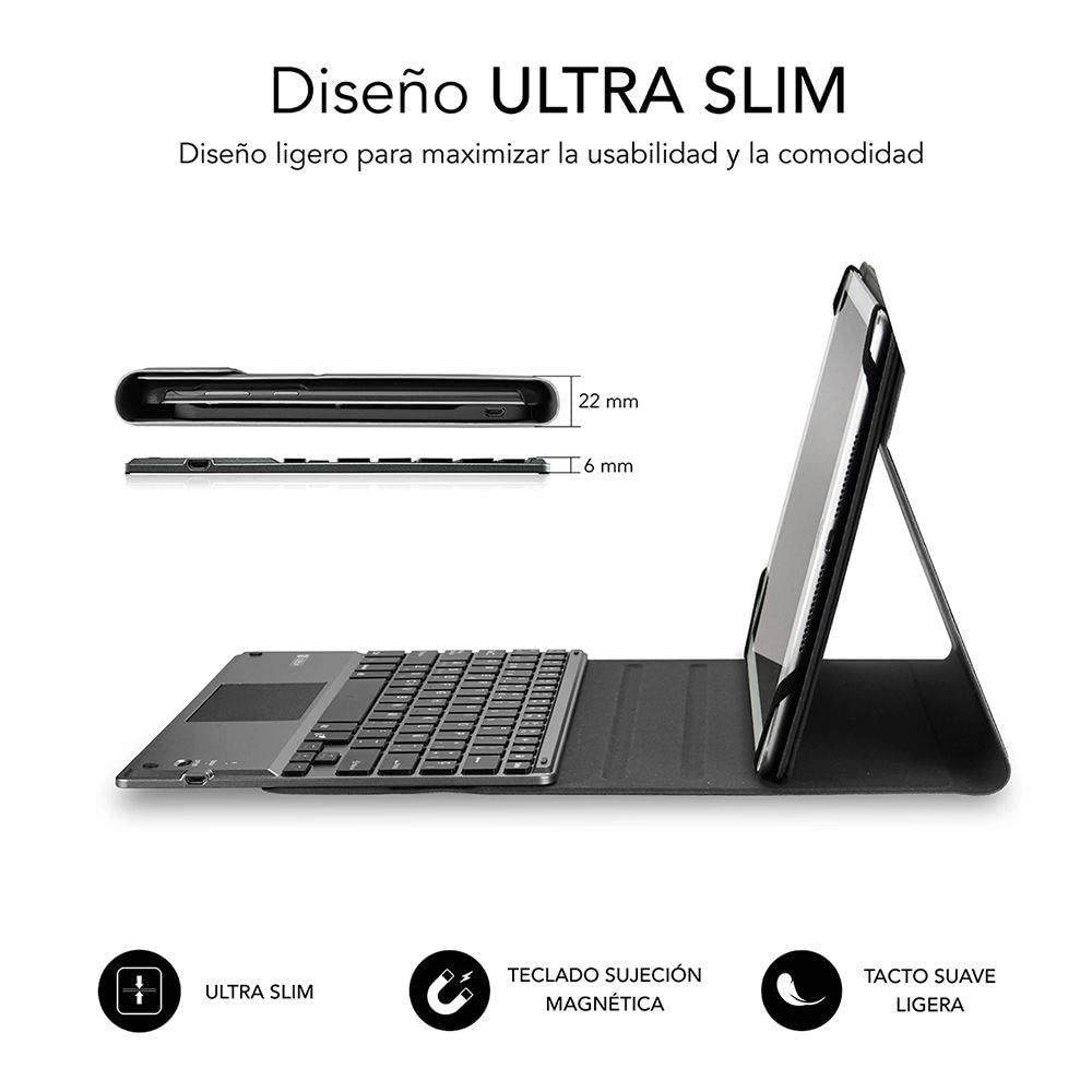 Funda con Teclado Subblim Keytab Pro Bluetooth Touchpad para Tablets de 10.1'-10.8'/ Negra