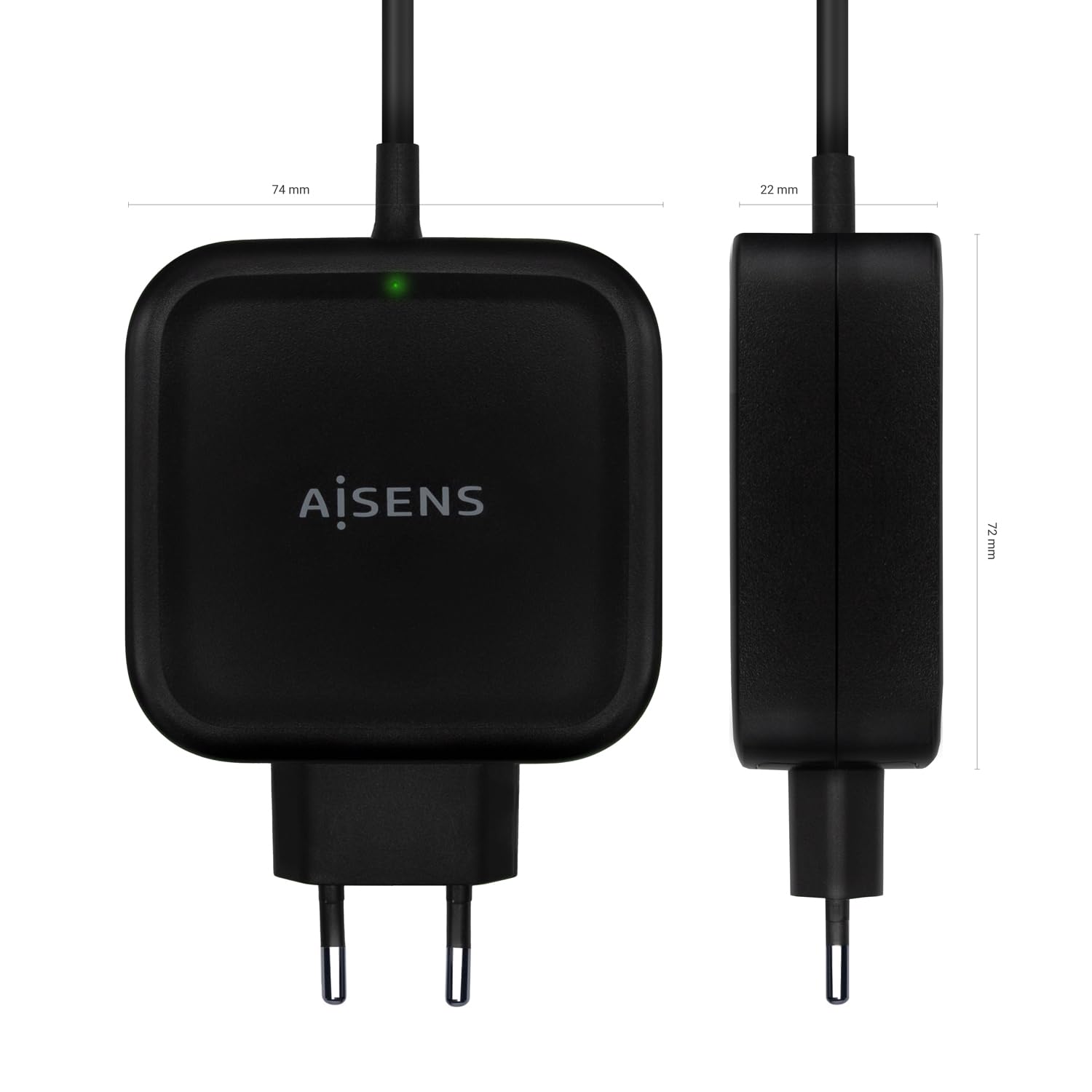 Cargador de Pared Aisens ASCH-1PD65WL-BK/ 1xUSB Tipo-C/ 65W