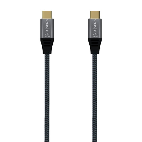 Cable USB 3.2 Tipo-C Aisens A107-0672 20GBPS 100W/ USB Tipo-C Macho - USB Tipo-C Macho/ Hasta 100W/ 2500Mbps/ 1.5m/ Gris