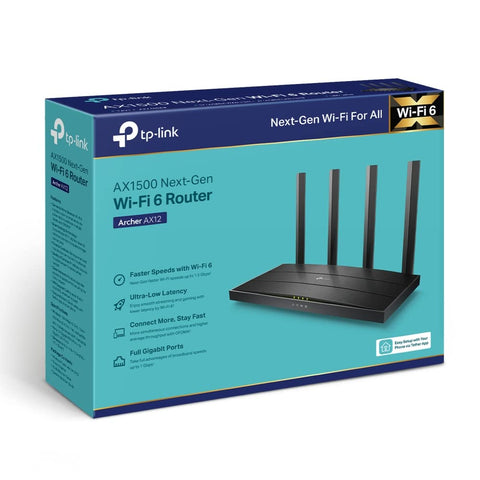 Router Inalámbrico TP-Link Archer AX12/ WiFi 6/ 1500 Mbps/ 2.4GHz 5GHz/ 4 Antenas/ WiFi 802.11ax/ac/n/a/ - n/b/g