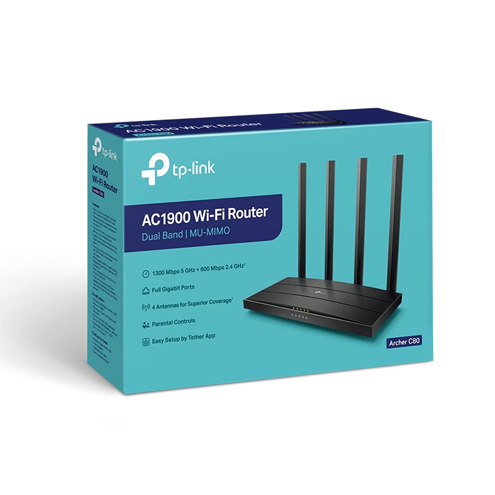 Router Inalámbrico TP-Link Archer C80 1900Mbps/ 2.4GHz 5GHz/ 4 Antenas/ WiFi 802.11ac/n/a - n/b/g