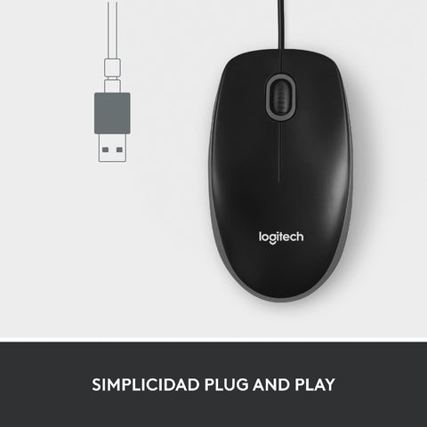 Ratón Logitech M100/ Hasta 1000 DPI/ Negro