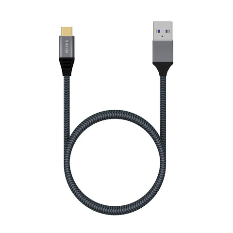 Cable USB 3.1 Tipo-C Aisens A107-0632/ USB Tipo-C Macho - USB Macho/ Hasta 27W/ 1250Mbps/ 1.5m/ Gris