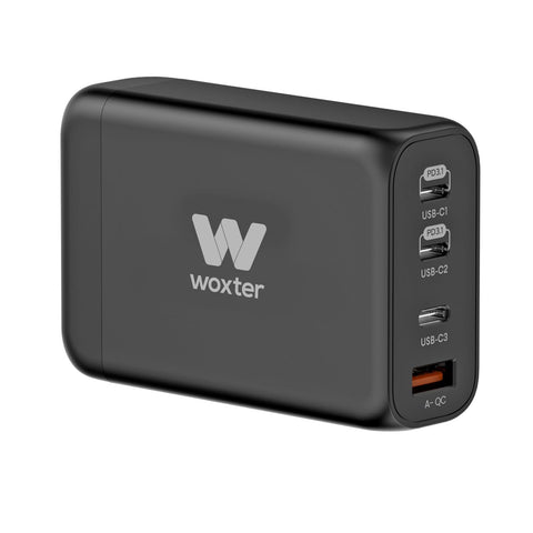 Cargador GaN de Pared Woxter PE26-178/ 3xUSB Tipo-C + Cable USB Tipo-C/ 1xUSB/ 140W