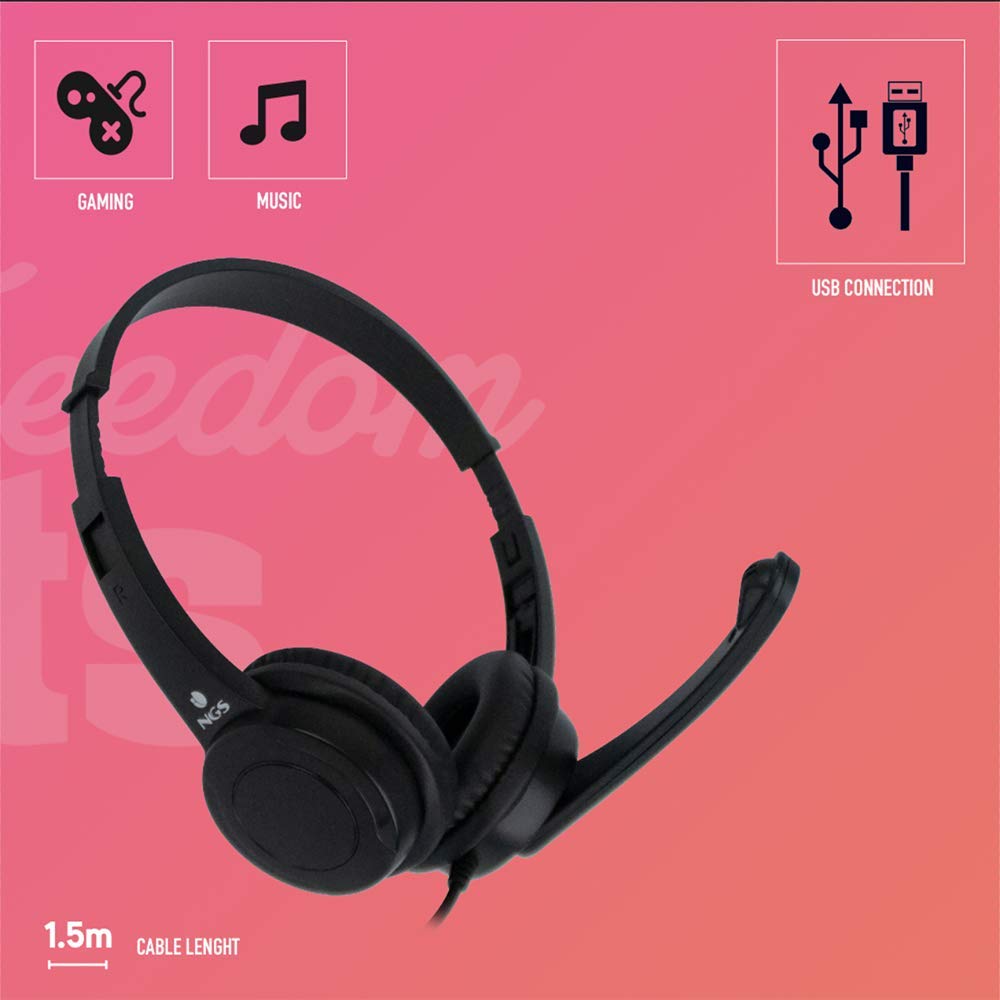 Auriculares NGS VOX505 USB/ con Micrófono/ USB/ Negros