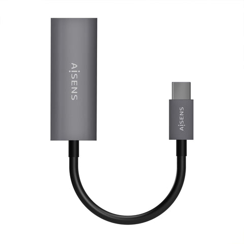 Adaptador USB Tipo-C Aisens A109-0709/ USB Tipo-C Macho - RJ45 Hembra/ 1000Mbps/ 15cm/ Gris