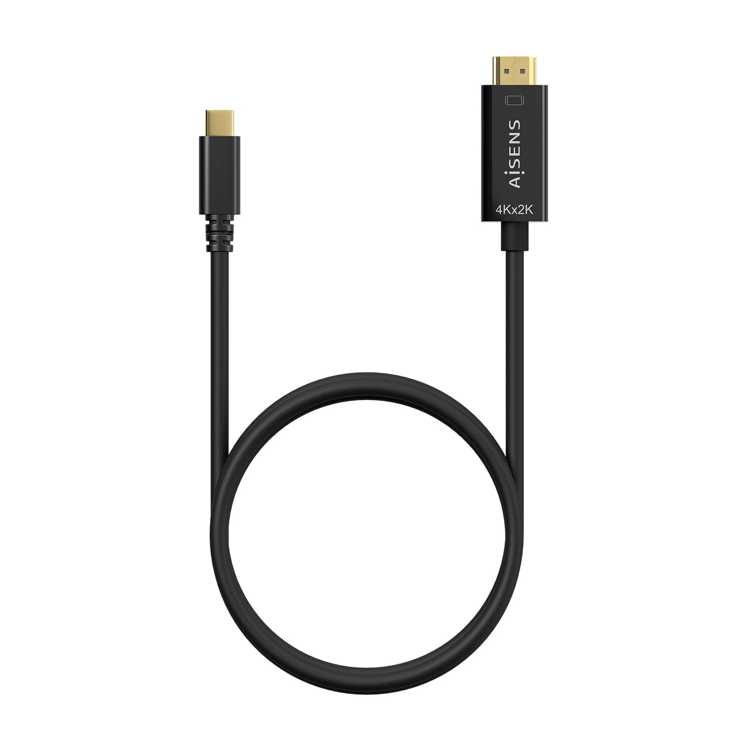 Cable Conversor HDMI 4K Aisens A109-0624/ USB Tipo-C Macho - HDMI Macho/ Hasta 27W/ 1250Mbps/ 1.8m/ Negro