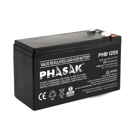 Batería Phasak PHB 1209 compatible con SAI/UPS PHASAK según especificaciones