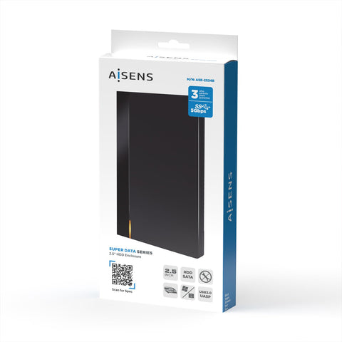 Caja Externa para Disco Duro de 2.5' Aisens ASE-2524B/ USB 3.1/ Sin tornillos