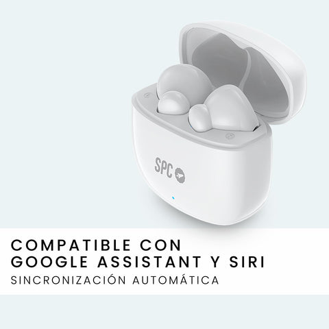 Auriculares Bluetooth SPC Zion 2 Play con estuche de carga/ Autonomía 7h/ Stick Corto 30mm/ Blancos