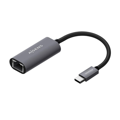 Adaptador USB Tipo-C Aisens A109-0709/ USB Tipo-C Macho - RJ45 Hembra/ 1000Mbps/ 15cm/ Gris