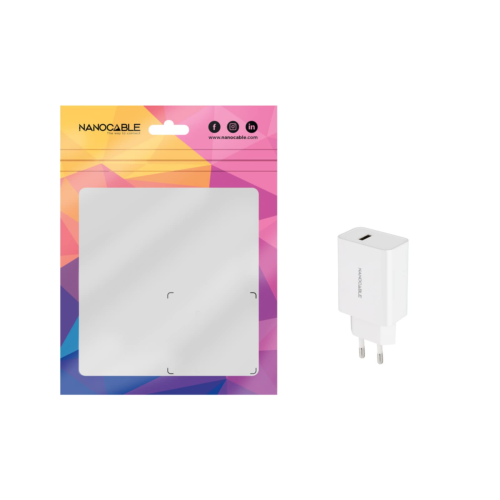 Cargador de Pared Nanocable 10.10.2003/ 1xUSB/ 2.1A/ Blanco