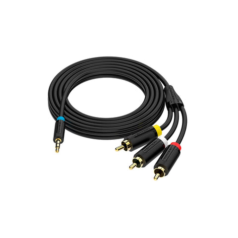 Cable Estéreo Vention BCBBG/ Jack 3.5 Macho - 3x RCA Macho/ 1.5m/ Negro