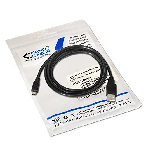 Cable USB 2.0 Nanocable 10.01.0500/ USB Macho - MicroUSB Macho/ 80cm/ Negro