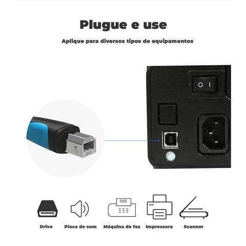 Cable USB 2.0 Impresora Vention VAS-A16-B100/ USB Tipo-B Macho - USB Macho/ 480Mbps/ 1m/ Negro