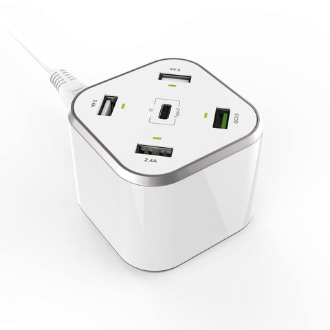 Cargador de Mesa Aisens ASCH-5PQC-W/ 1xUSB Tipo-C/ 4xUSB/ 48W