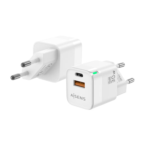 Cargador Gan de Pared Aisens ASCH-30W2P004-W/ 1xUSB Tipo-C/ 1xUSB/ 30W