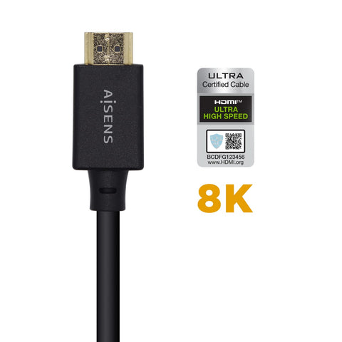 Cable HDMI 2.1 8K Aisens A150-0423/ HDMI Macho - HDMI Macho/ 2m/ Certificado/ Negro